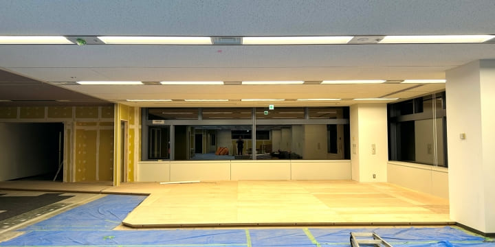 フリーアドレススペース予定地の工事経過